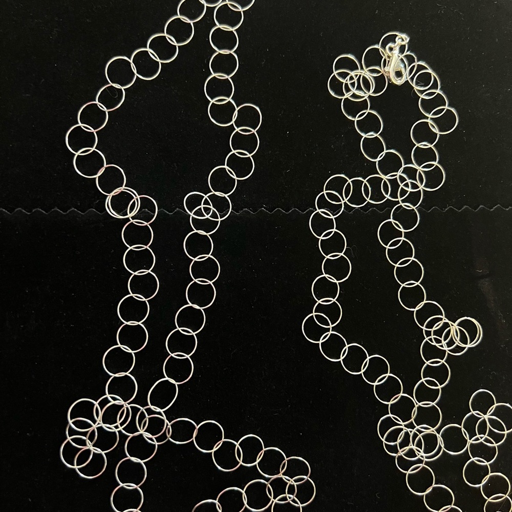 2 Sterling Silver Circle Link Chain Necklaces 24"